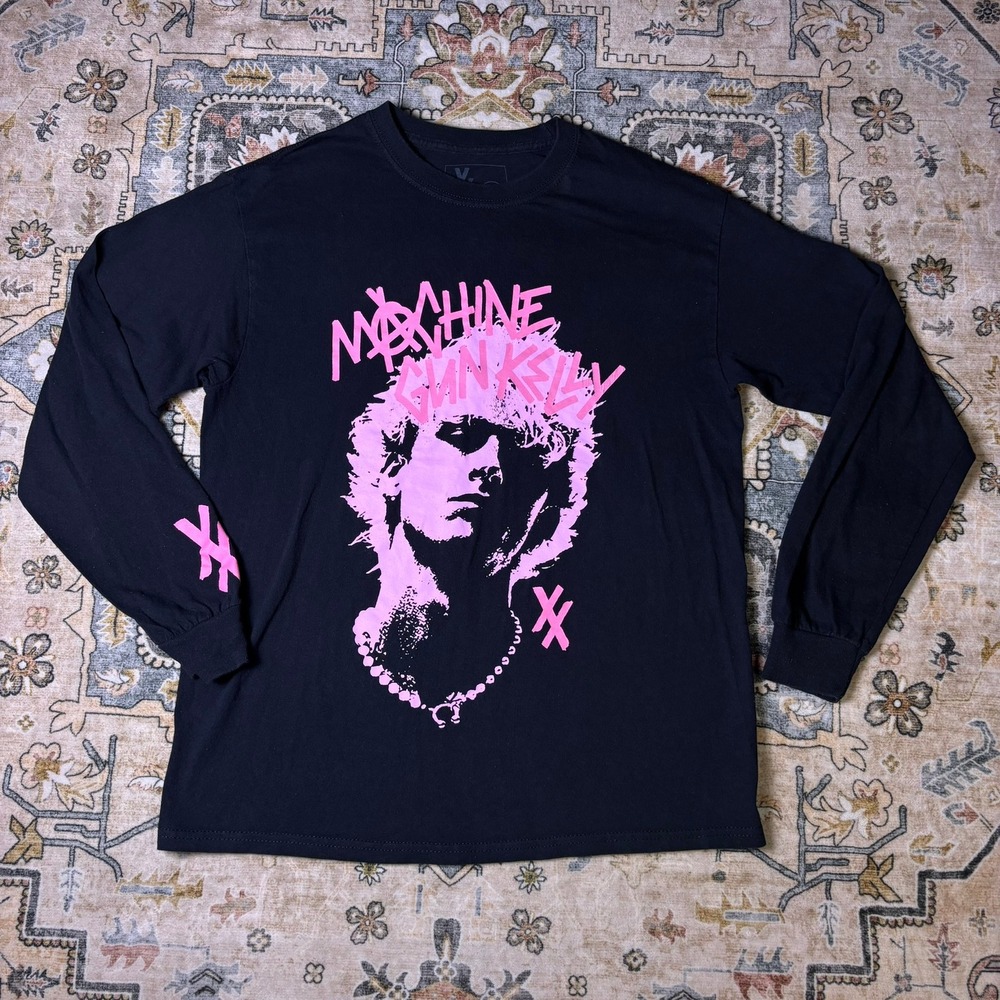 Machine Gun Kelly MGK XX Long Sleeve Graphic T-Shirt Black Pink Punk Medium